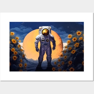 Astronaut Sunflower road Posters and Art